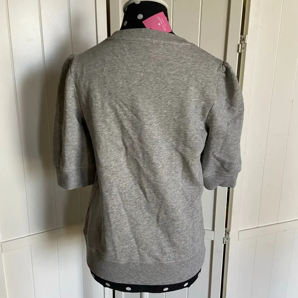 Kate Spade Womens Sweatshirt Size Small Rain Or Shine Short Sleeve Gray $168 NEW